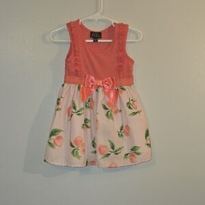 Lilt Peach and Floral Casual Dress with Ribbon LOT P